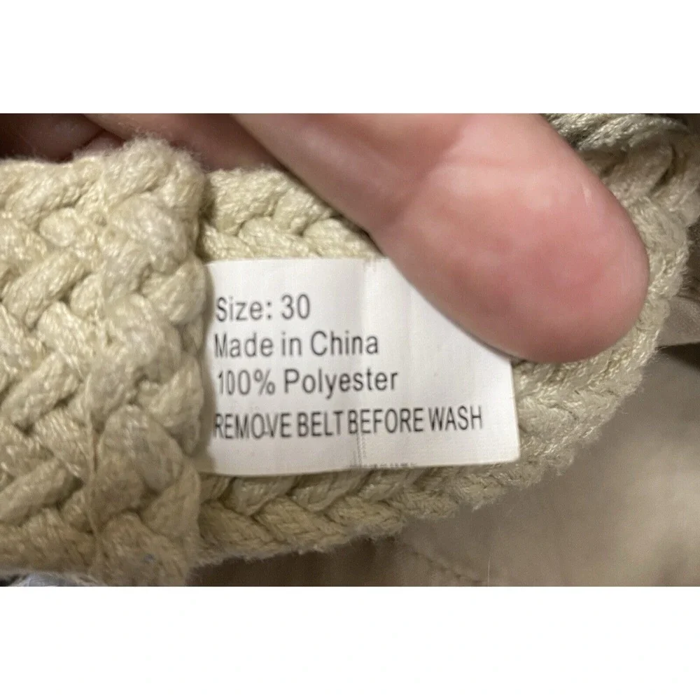 Express Classic Fit Chino Shorts Sz 30 Beige 100% Cotton Flat Front Braided Belt